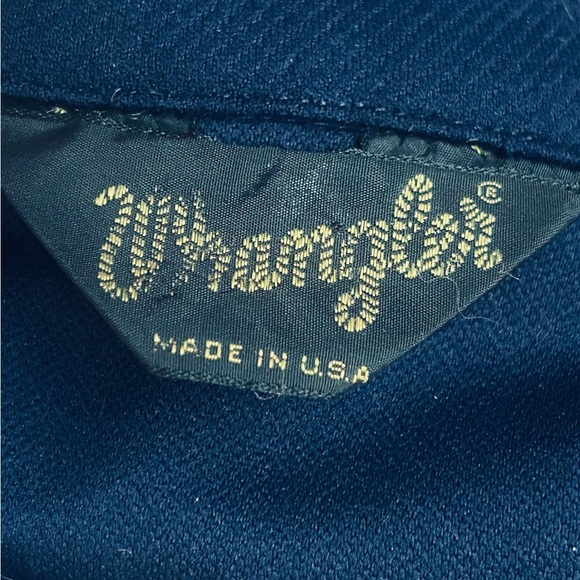 Vintage Wrangler Shirt Men’s L Navy Blue Western Style Disco - Picture 2 of 8